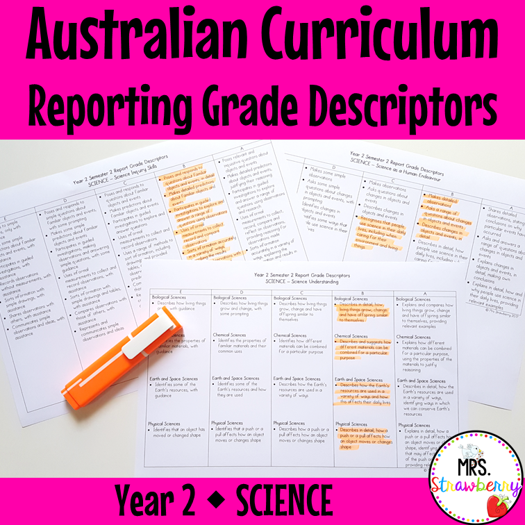 Year 2 SCIENCE Australian Curriculum Reporting Grade Descriptors