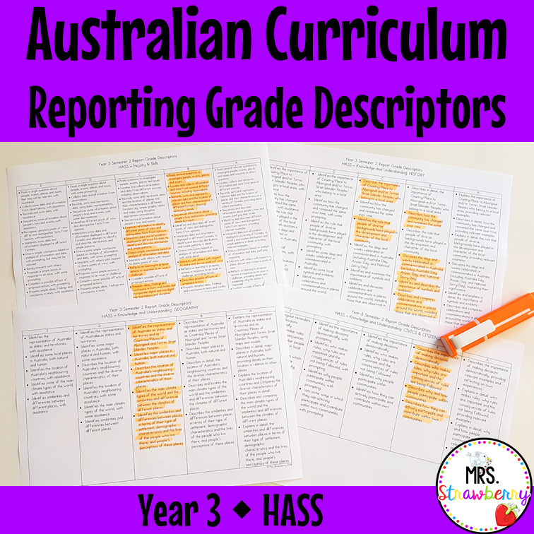 Year 3 HASS Australian Curriculum Reporting Grade Descriptors
