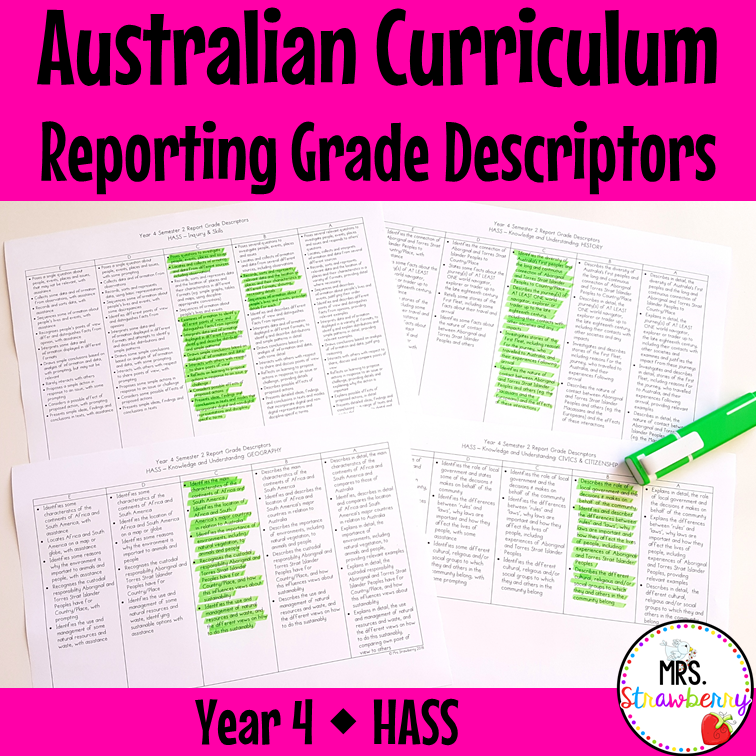 Year 4 HASS Australian Curriculum Reporting Grade Descriptors