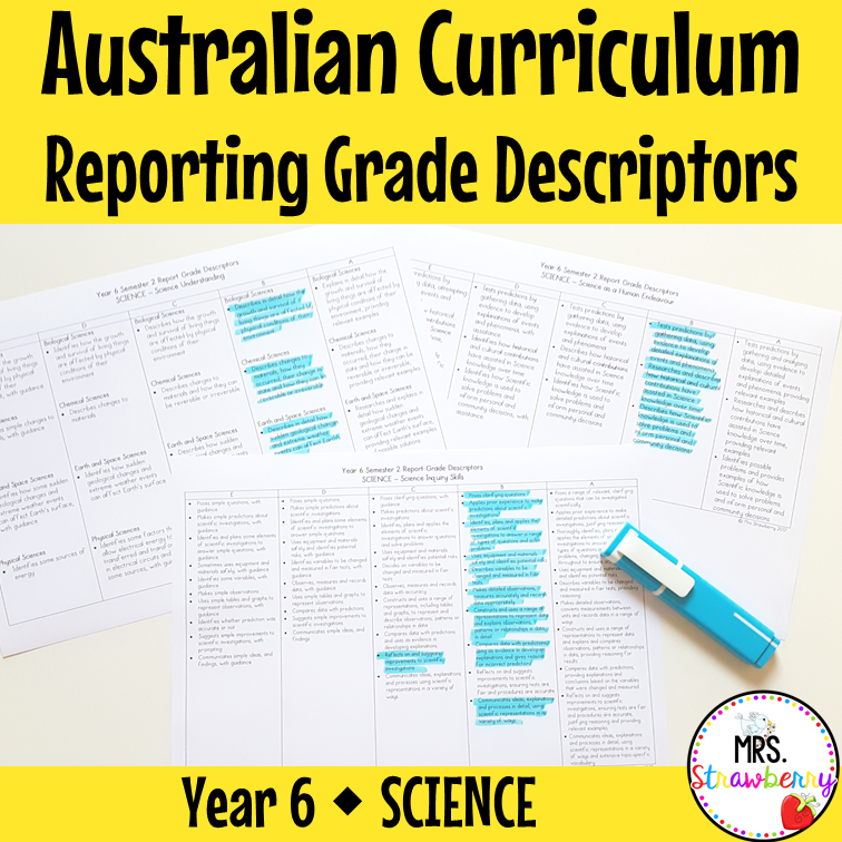 Year 6 SCIENCE Australian Curriculum Reporting Grade Descriptors