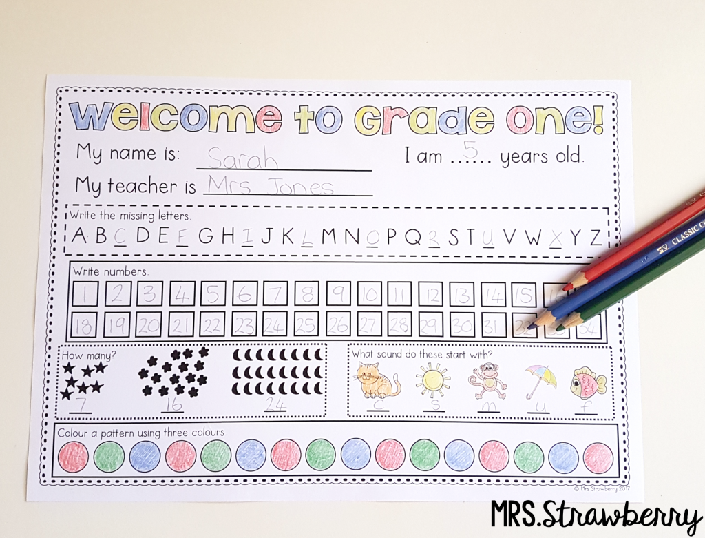 click here for the First Week of School assessments