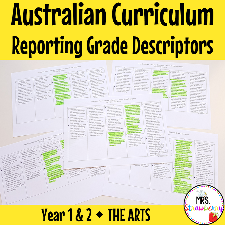 Year 1 and Year 2 THE ARTS Australian Curriculum Reporting Grade Descriptors