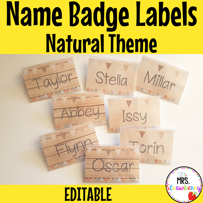 Natural Theme Name Badge Labels for Plastic Card Holders