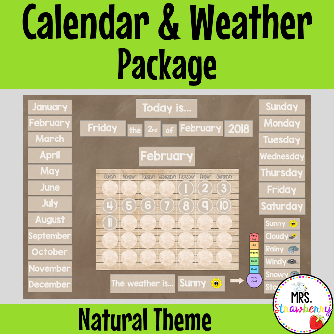 Natural Theme Calendar and Weather Pack