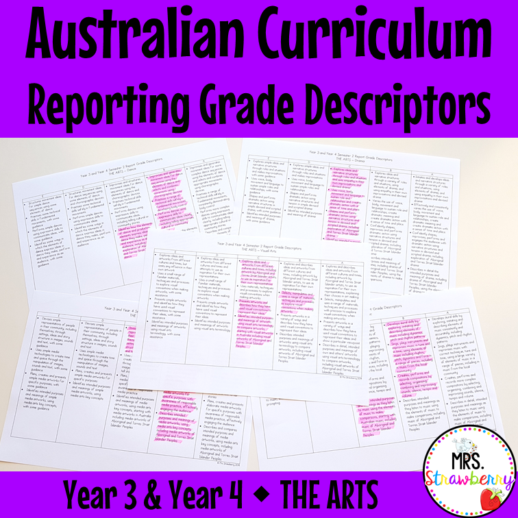 Year 3 and Year 4 THE ARTS Australian Curriculum Reporting Grade Descriptors