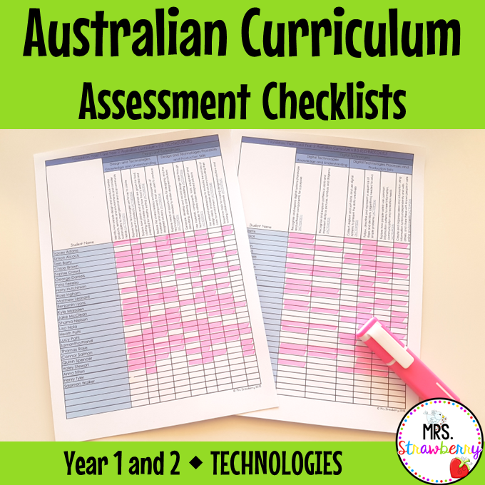 Year 1 and Year 2 TECHNOLOGIES Australian Curriculum Assessment Checklists