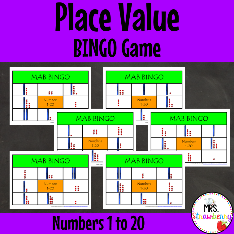 MAB Place Value Bingo Game 1 to 20