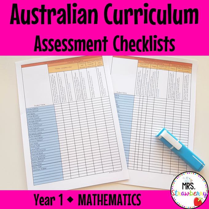 Year 1 MATHEMATICS Australian Curriculum Assessment Checklists