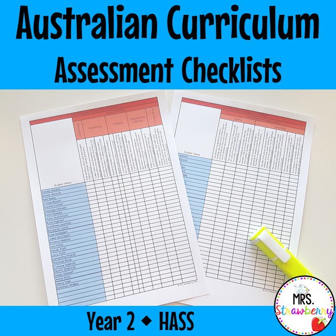 Year 2 HASS Australian Curriculum Assessment Checklists