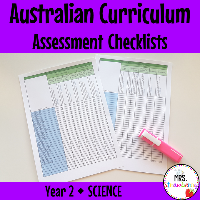 Year 2 SCIENCE Australian Curriculum Assessment Checklists