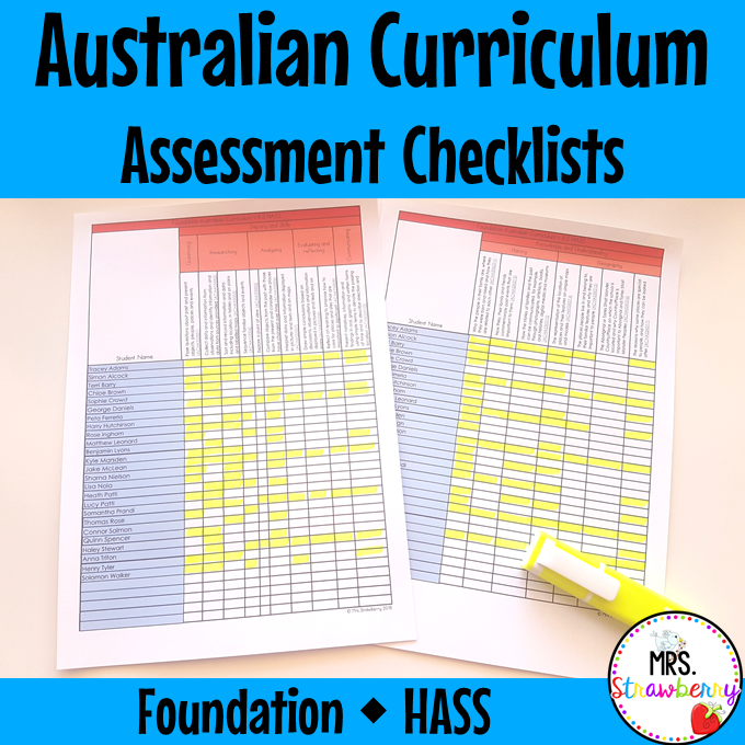 Foundation HASS Australian Curriculum Assessment Checklists