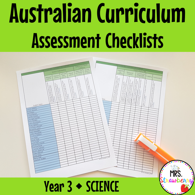 Year 3 SCIENCE Australian Curriculum Assessment Checklists