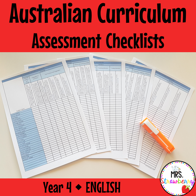 Year 4 ENGLISH Australian Curriculum Assessment Checklists