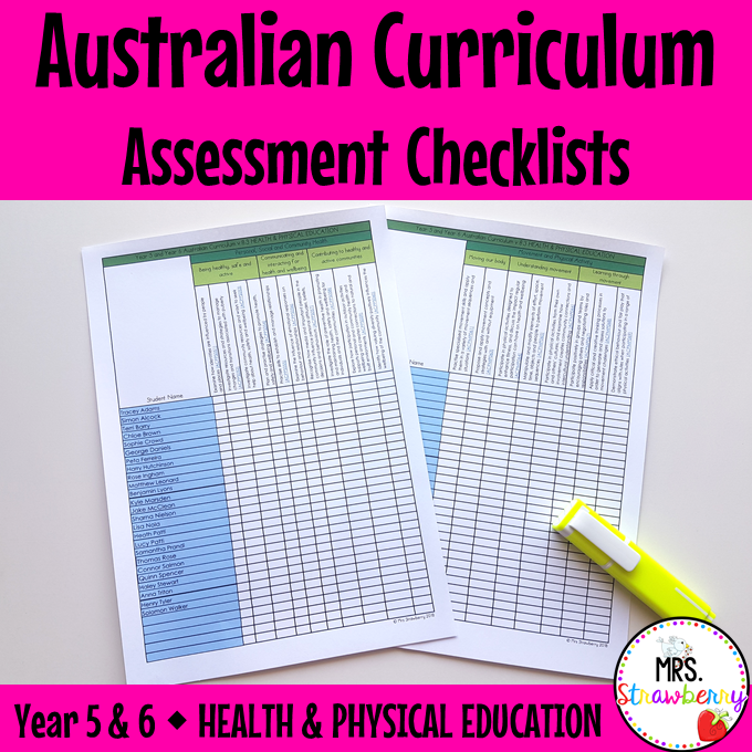 Year 5 and 6 HEALTH AND PHYSICAL ED Australian Curriculum Assessment Checklists