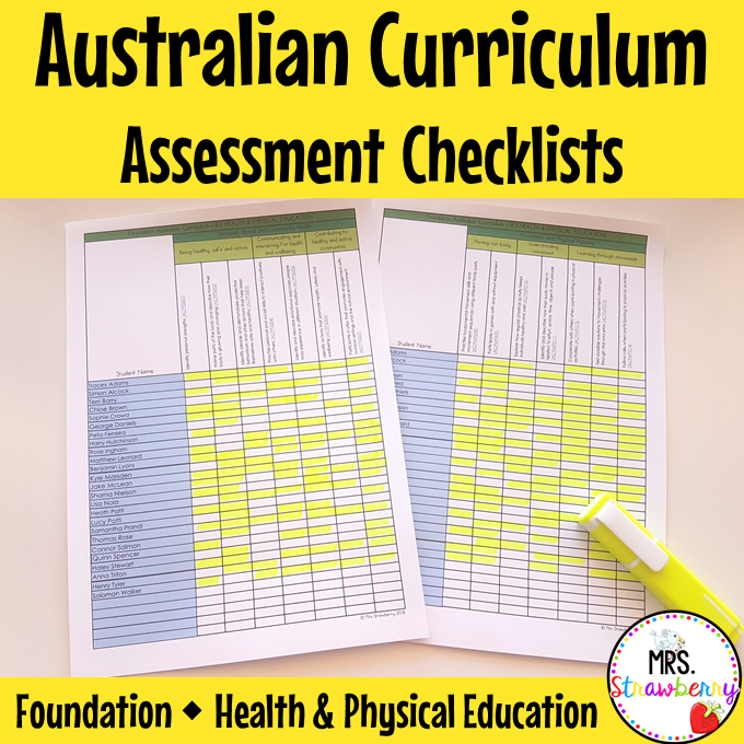 Foundation HEALTH AND PHYSICAL EDUCATION Australian Curriculum Assessment Checklists
