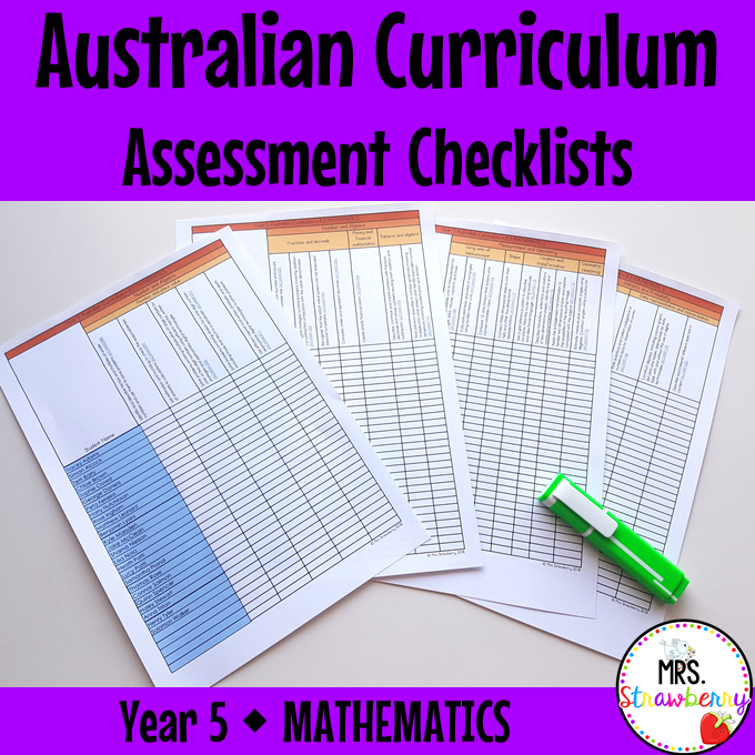 Year 5 MATHEMATICS Australian Curriculum Assessment Checklists