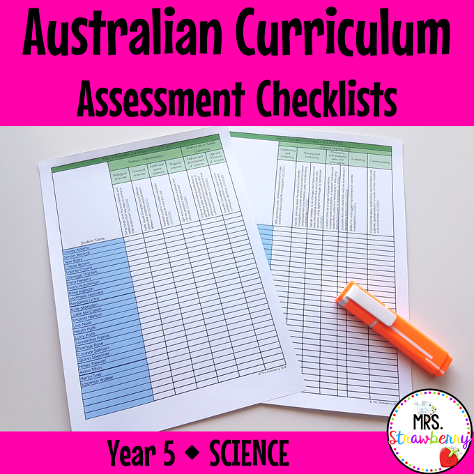 Year 5 SCIENCE Australian Curriculum Assessment Checklists