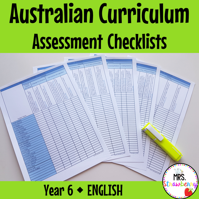 Year 6 ENGLISH Australian Curriculum Assessment Checklists