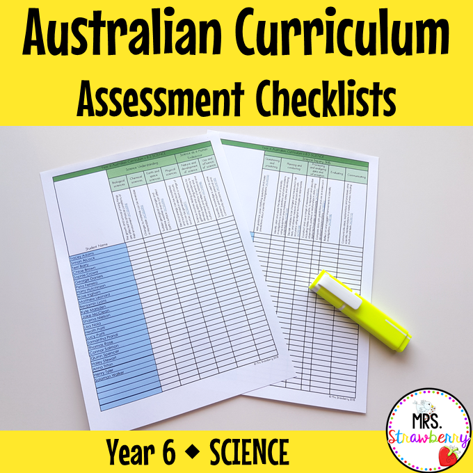 Year 6 SCIENCE Australian Curriculum Assessment Checklists