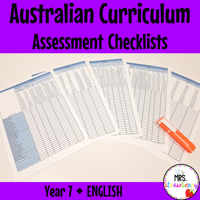 Year 7 ENGLISH Australian Curriculum Assessment Checklists