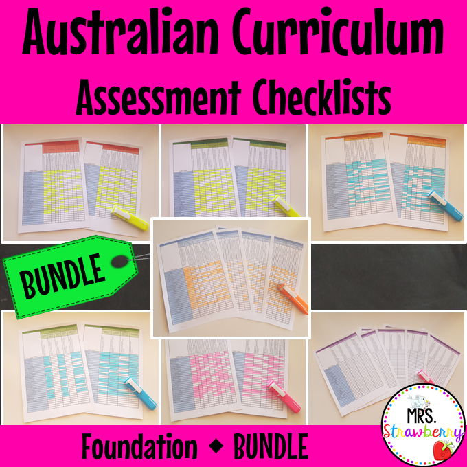 Foundation Australian Curriculum Assessment Checklists BUNDLE