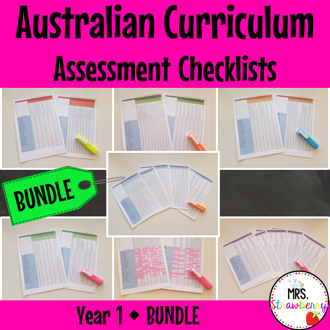 Year 1 Australian Curriculum Assessment Checklists BUNDLE
