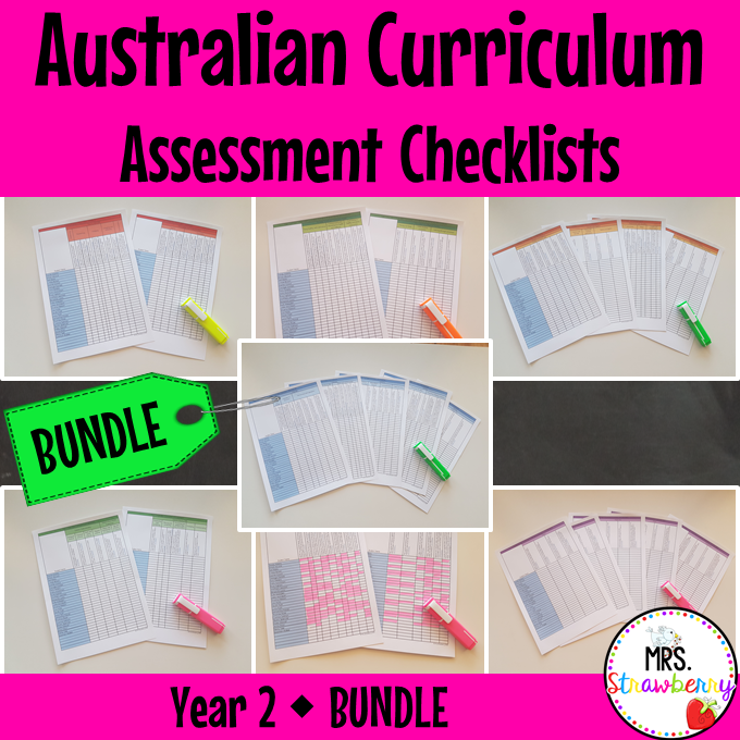 Year 2 Australian Curriculum Assessment Checklists BUNDLE