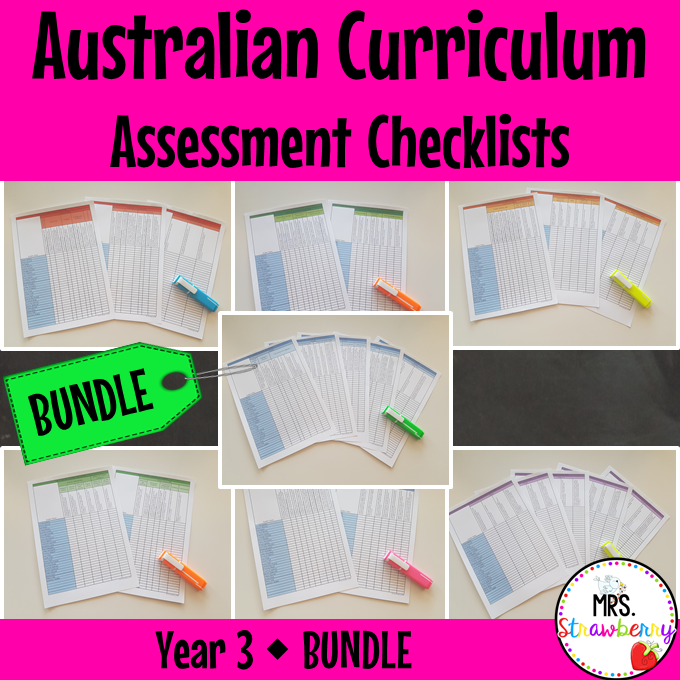 Year 3 Australian Curriculum Assessment Checklists BUNDLE