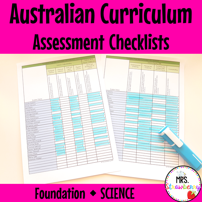 Foundation SCIENCE Australian Curriculum Assessment Checklists