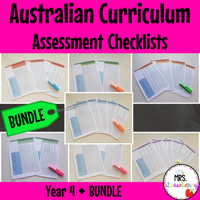 Year 4 Australian Curriculum Assessment Checklists BUNDLE