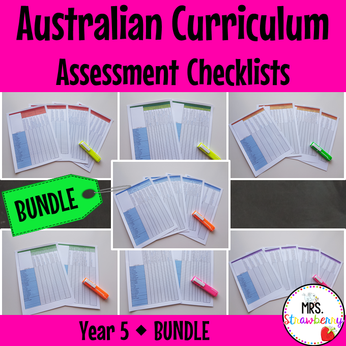 Year 5 Australian Curriculum Assessment Checklists BUNDLE