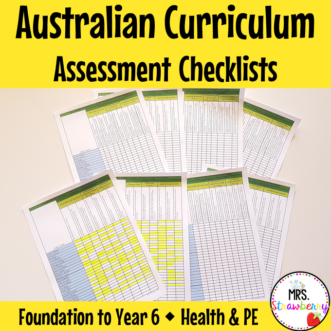 Foundation to 6 HEALTH AND PHYSICAL EDUCATION Australian Curriculum Assessment Checklists BUNDLE