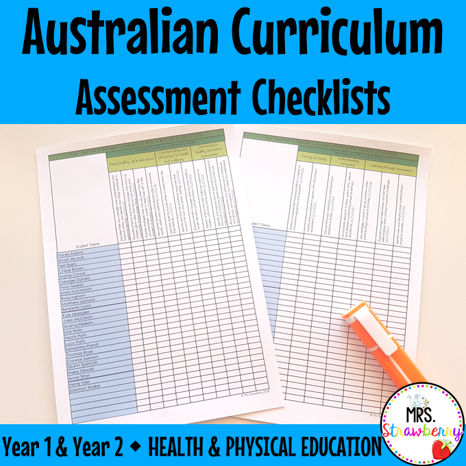Year 1 and 2 HEALTH AND PHYSICAL EDUCATION Australian Curriculum Assessment Checklists