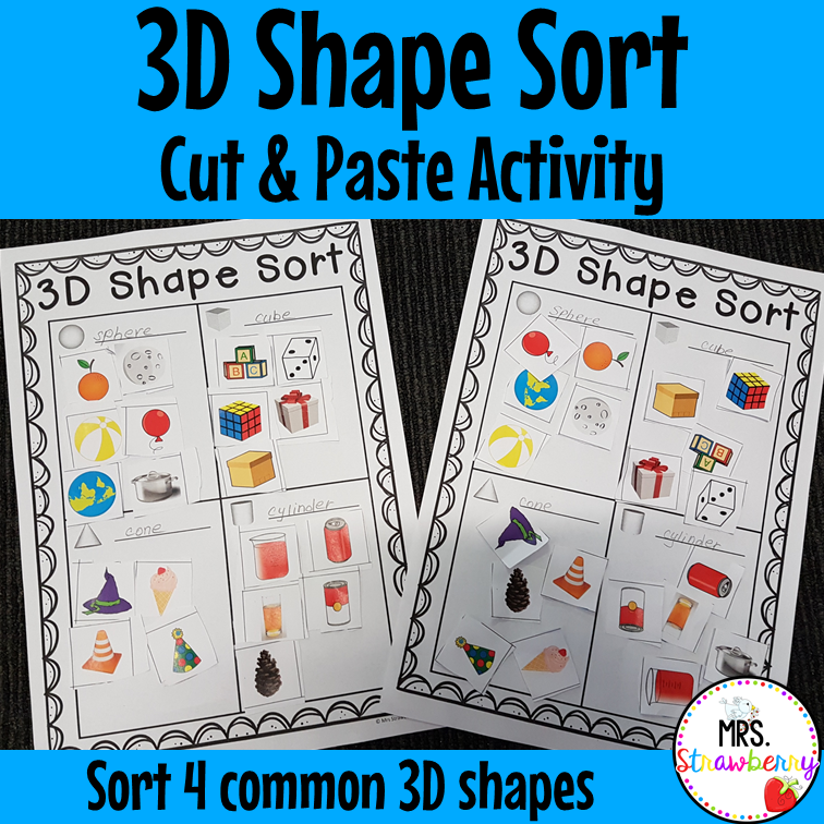 3D Shape Sort Cut and Paste Activity