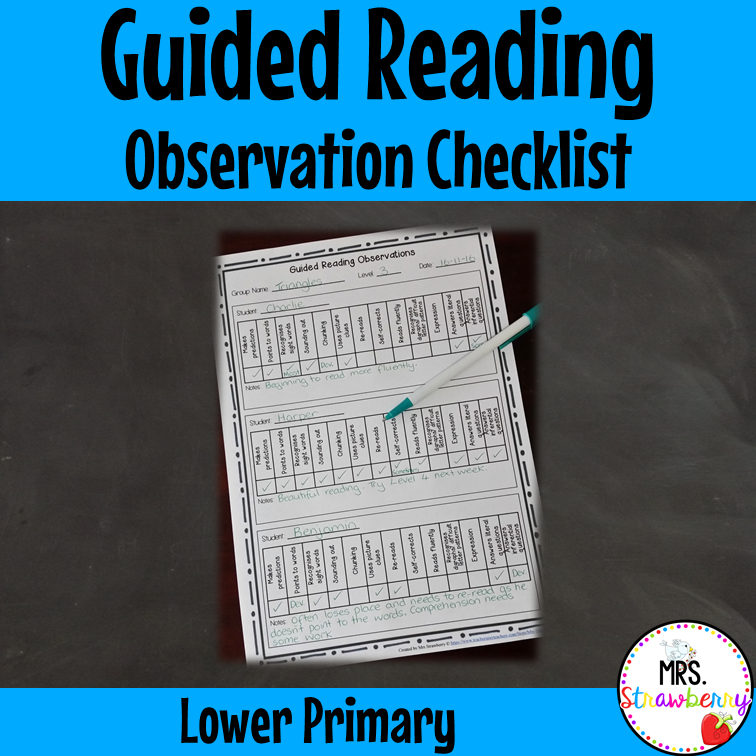Guided Reading Observation Checklist Lower Primary