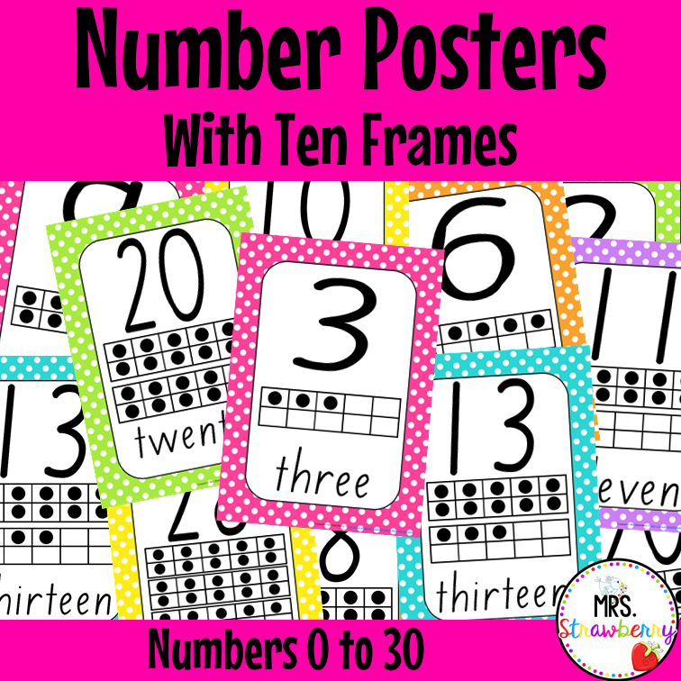 Number Posters 0 to 30 With Ten Frames