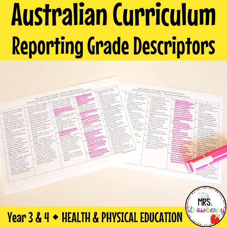Year 3 and 4 HEALTH AND PHYSICAL EDUCATION Australian Curriculum Reporting Grade Descriptors