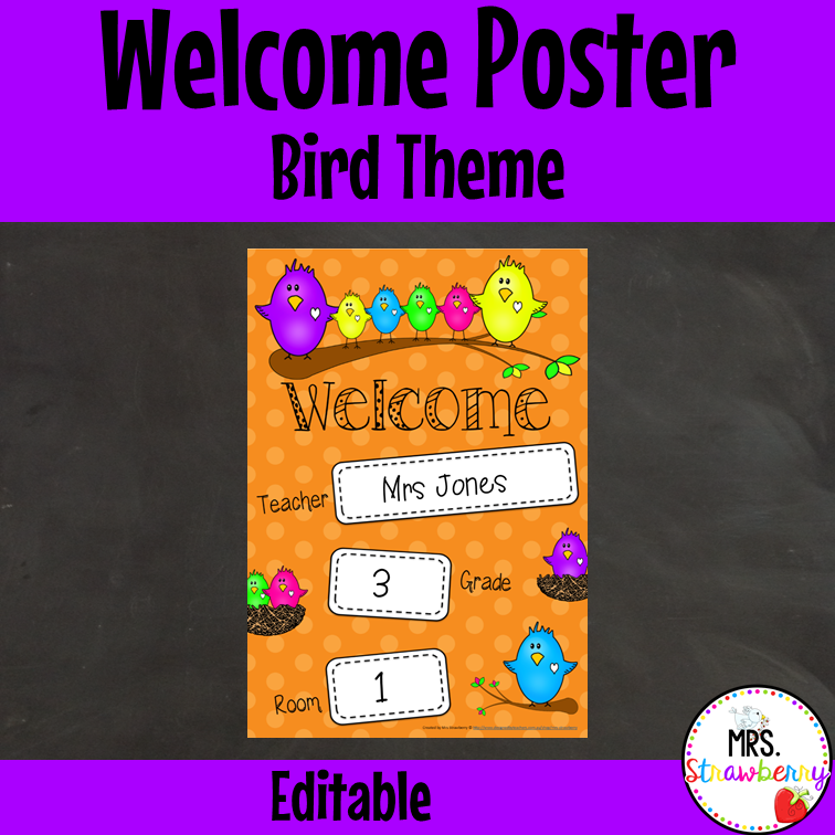 Birds Classroom Welcome Poster EDITABLE