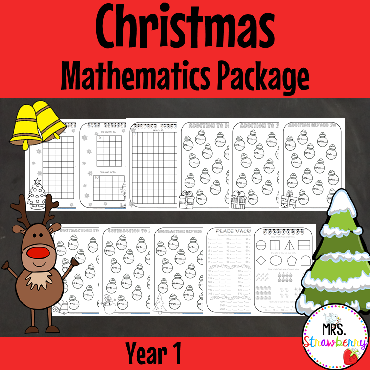 Christmas Math Worksheet Package Year 1