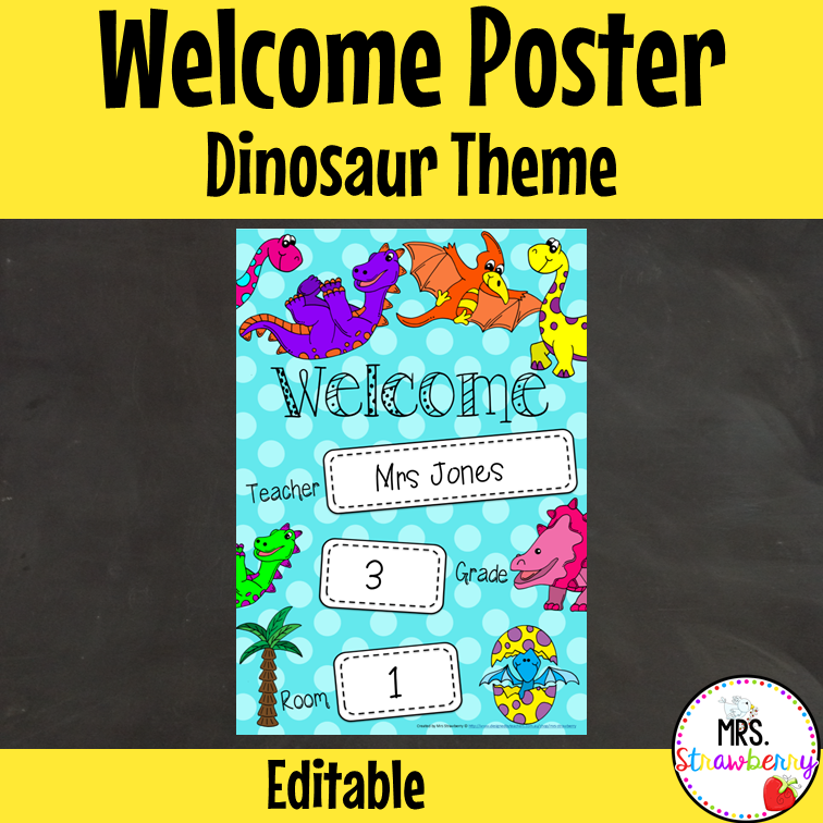 Editable Dinosaur Welcome Sign Printable Dinosaur Poster 