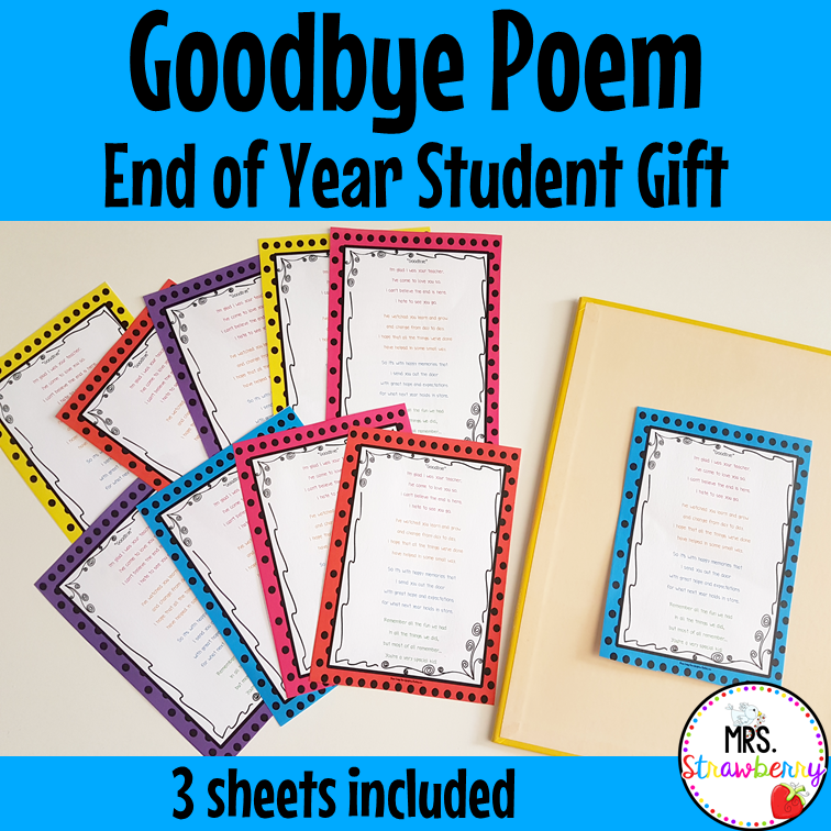 Goodbye Poem End of Year Student Gift