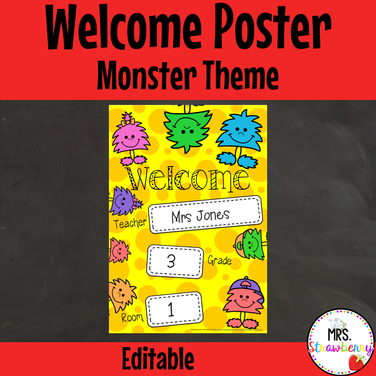 Monster Classroom Welcome Poster EDITABLE