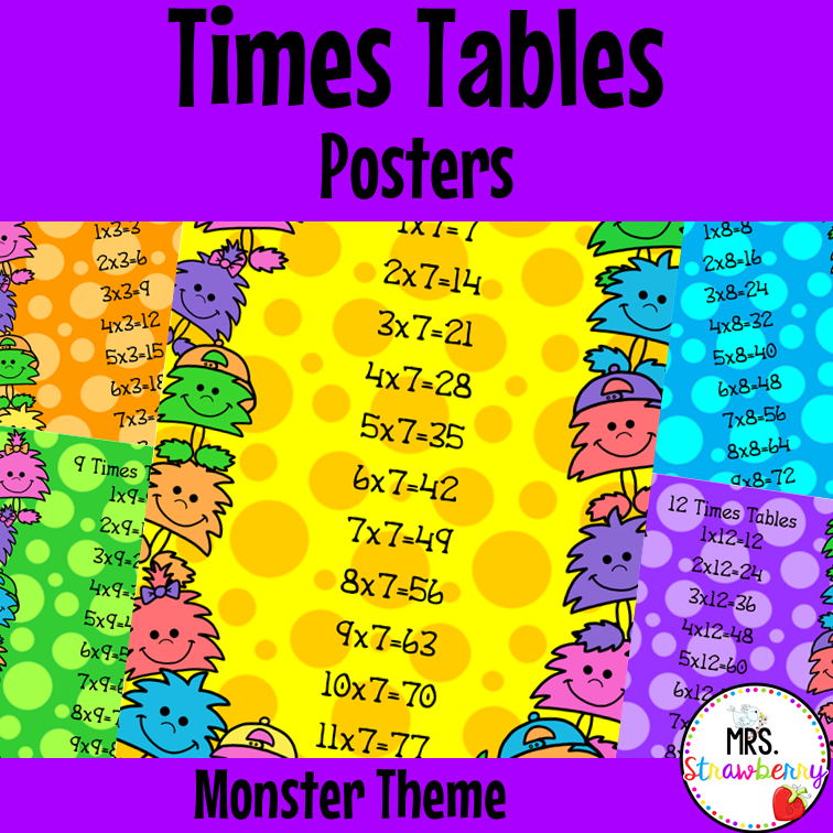 Times Tables Posters Monster Theme