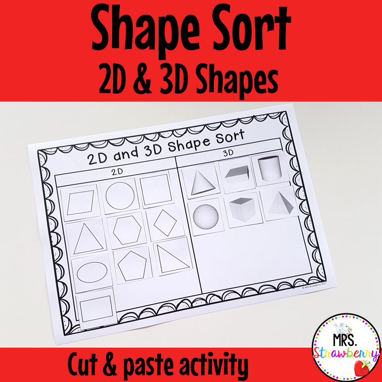2D and 3D Shape Sort Cut and Paste