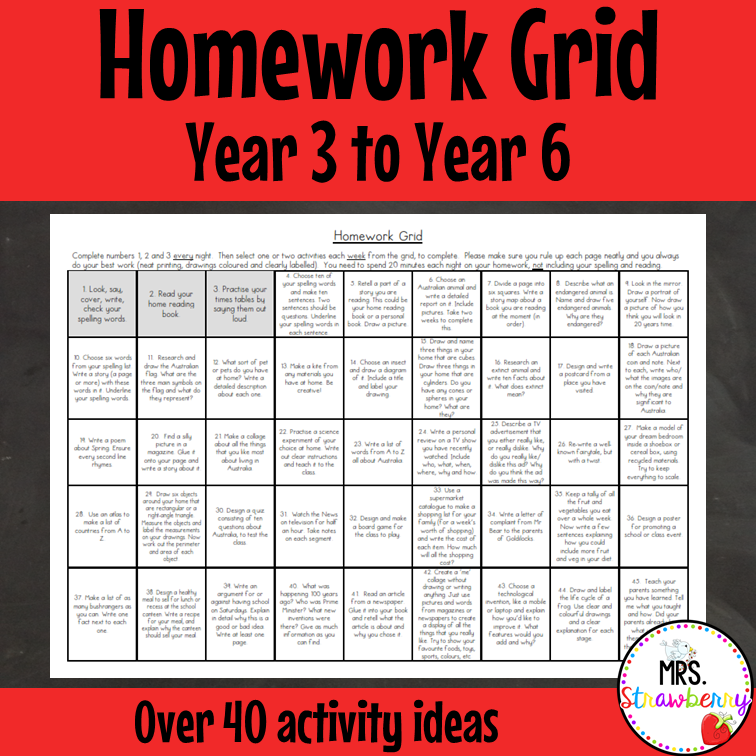 summer homework grid