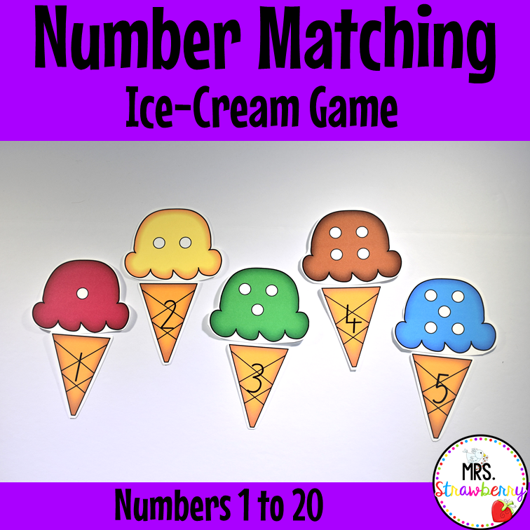 Ice Cream Number Match Game 1 to 20