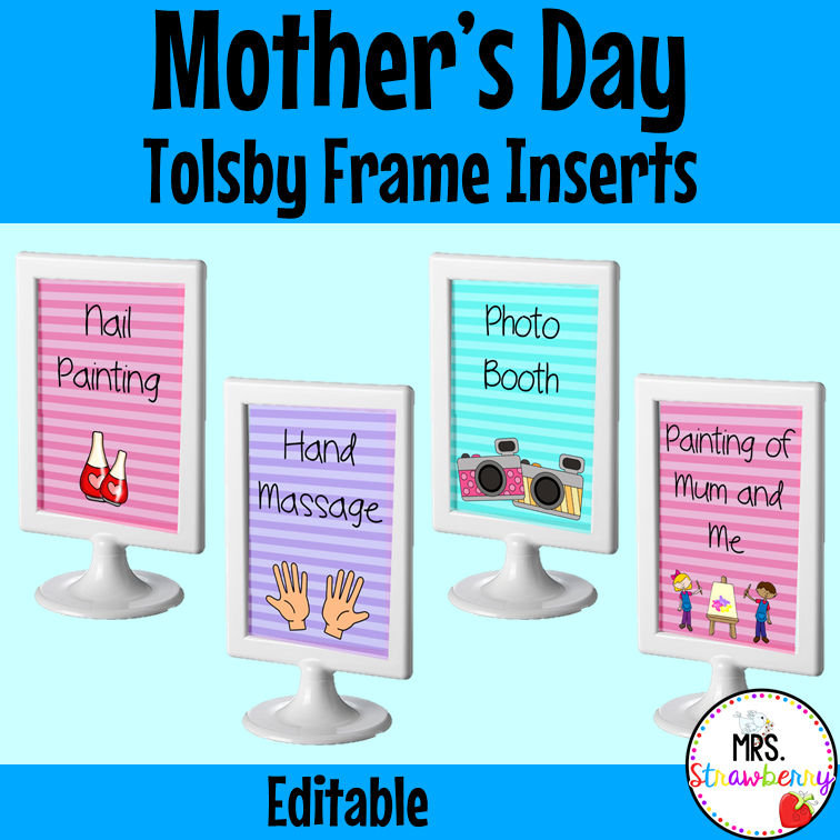 Mothers Day Activity Signs Tolsby Frame Inserts EDITABLE