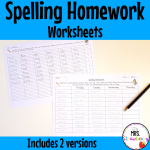 Spelling Homework Worksheets - Mrs. Strawberry