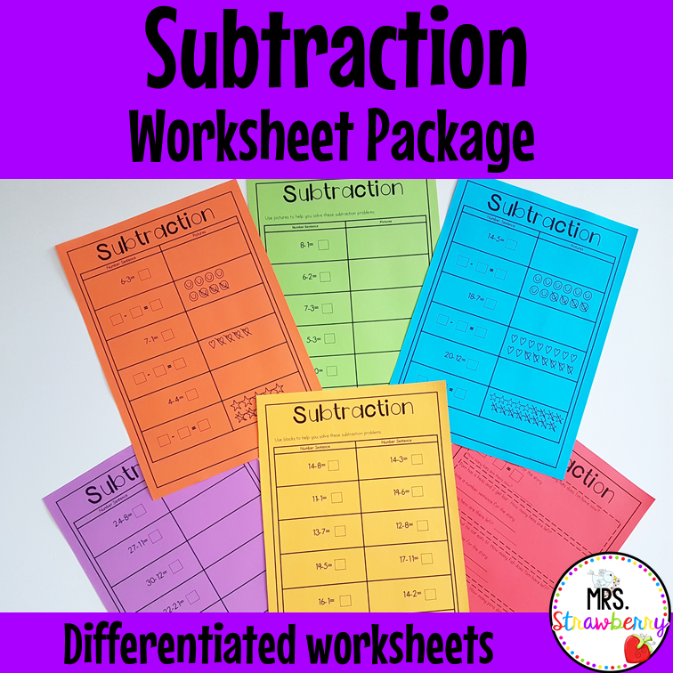 Subtraction Worksheets Package