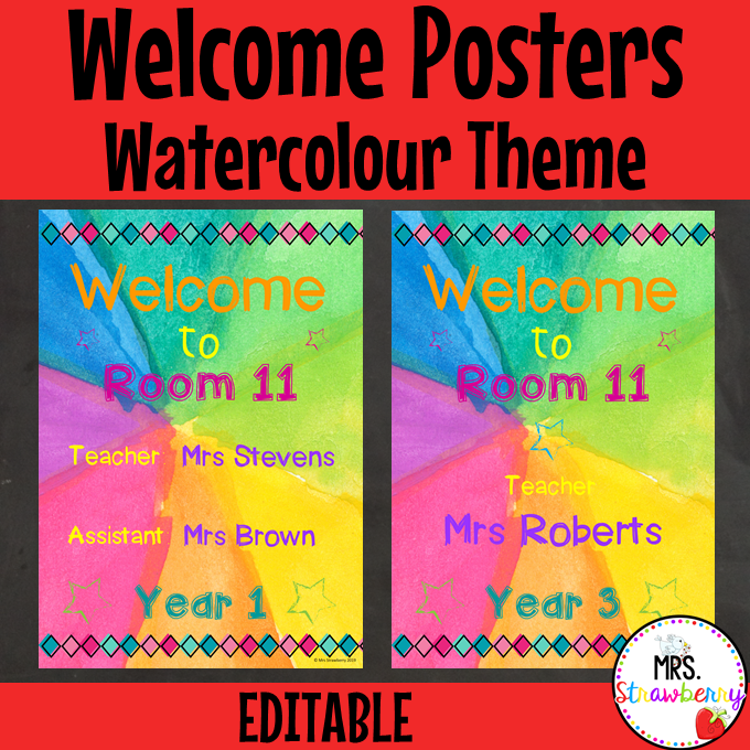 Watercolour Welcome Posters EDITABLE